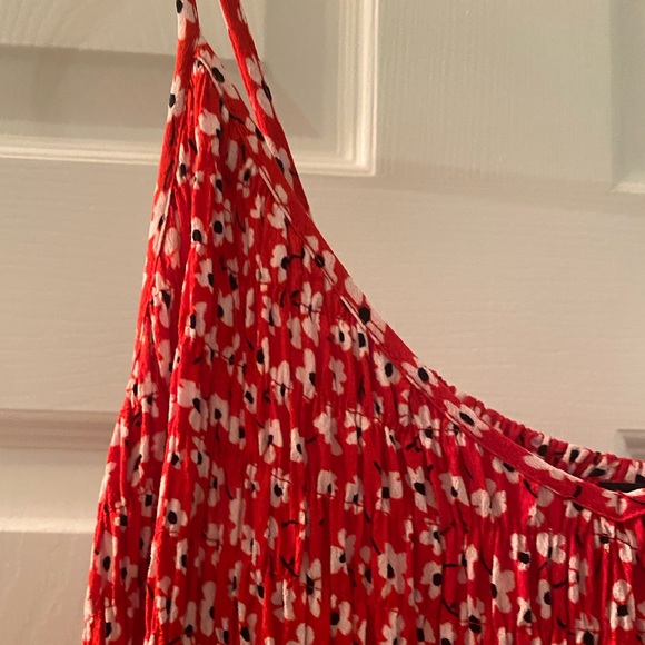 Lulu’s Sweet Talk Me Red Floral Print Smocked Mini Dress M - Picture 7 of 10